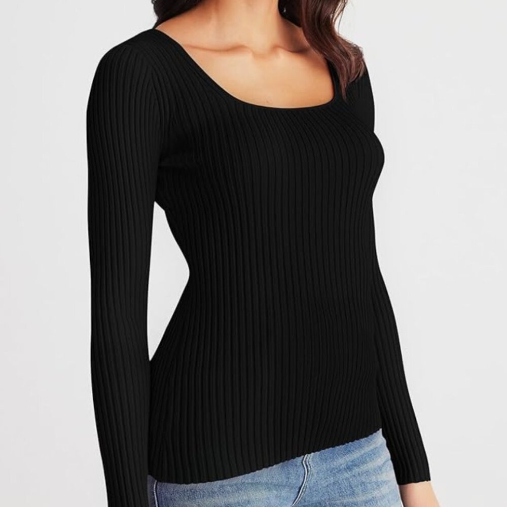 Merokeety Black Ribbed Top - Picture 3 of 4